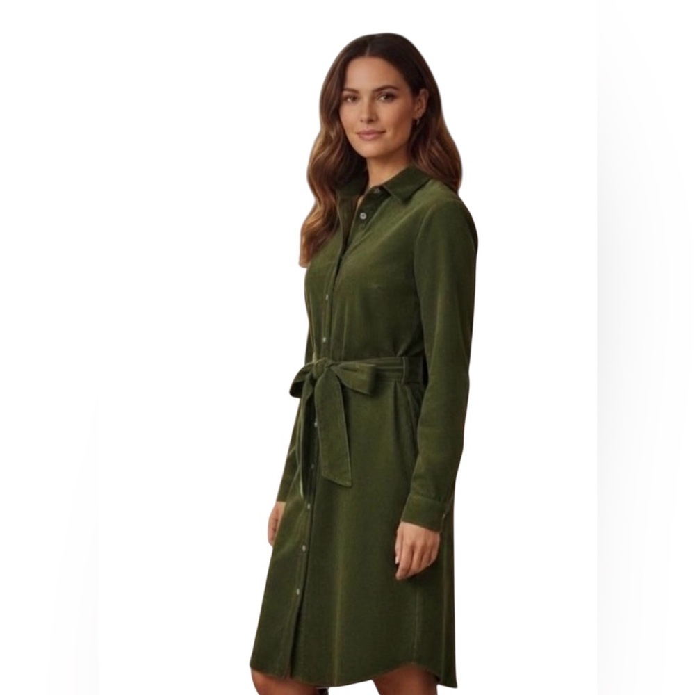 J. Crew Olive Corduroy Belted Dress